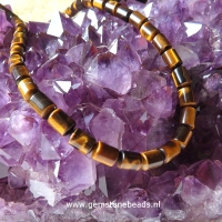 Cilinder kralen bruine Tijgeroog  9 x 6.5 mm