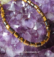 Cilinder kralen bruine Tijgeroog  9 x 6.5 mm