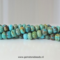 Turkoois rondel kralen gemeleerd 6 x 4 mm