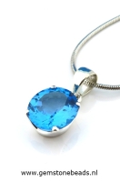 Swiss Blue Topaas hanger in 925zilver