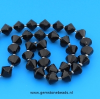 Zwarte Toermalijn kralen facet 8 x 8 mm