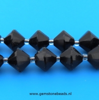 Zwarte Toermalijn kralen facet 8 x 8 mm