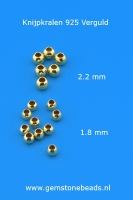 Knijpkralen 925zilver verguld 1.8 mm 50 stuks