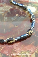 Herenketting met Hematiet en Agaat L63cm
