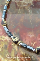 Herenketting met Hematiet en Agaat L63cm