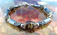 Herenarmband met Hematiet en Agaat 23cm