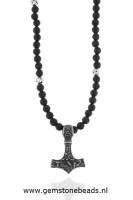 RVS ketting met Thors hamer en Lava