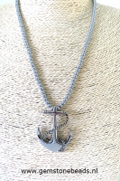 Herenketting Hematiet met Anker 53 cm