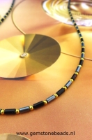 Dames ketting Onyx en Hematiet 46.5 cm