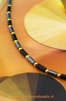 Dames ketting Onyx en Hematiet 46.5 cm